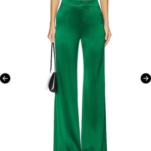 Elegant Green Women's Wide-Leg Pants Silk
